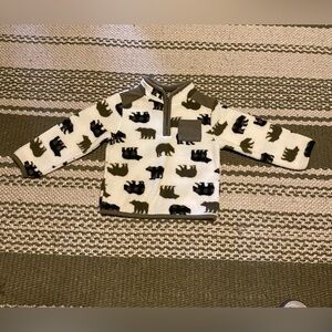 Petit Lem’s Olive and Cream Sherpa Pullover with Bears
